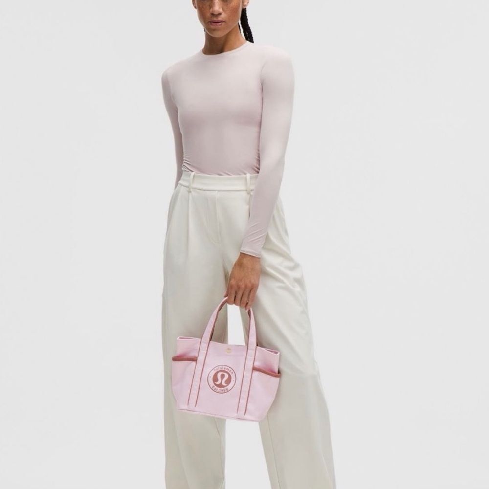 NWT 6.5L Lululemon Daily Multi-Pocket Mini Cotton Canvas Tote Bag Blissful Pink - Picture 9 of 10